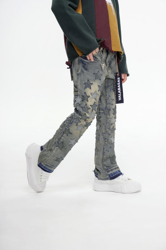 V-Stars Kids Denim Stacked Vintage Blue