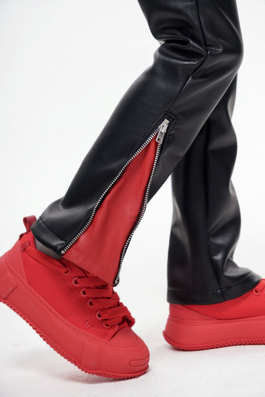 Kids Cerniera Stacked Black/Red Denim