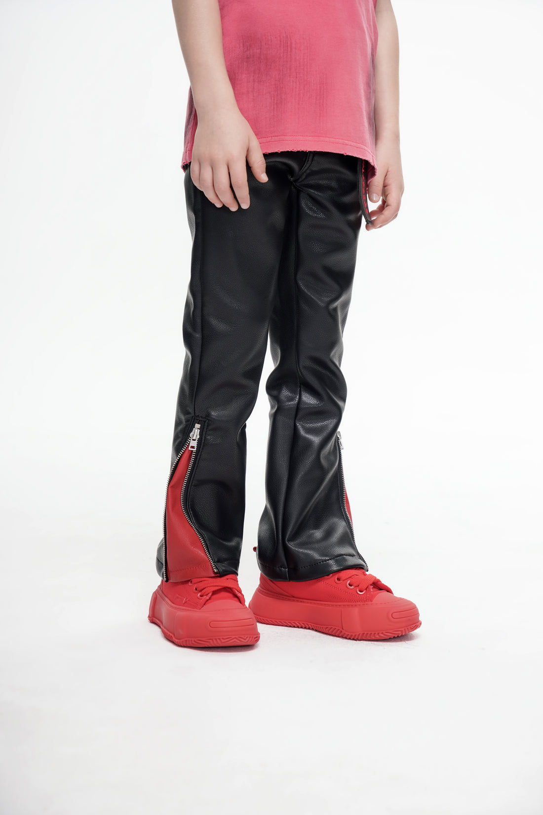 Kids Cerniera Stacked Black/Red Denim