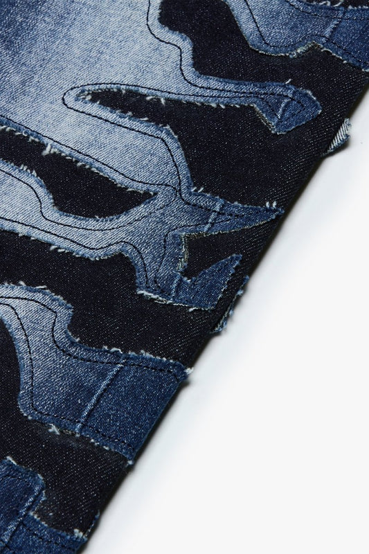"ABYSS" STACKED FLARE DENIM BLACK X BLUE WASH - Valabasas