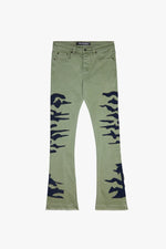 "ABYSS" BLACK X VINTAGE WASH STACKED FLARE DENIM