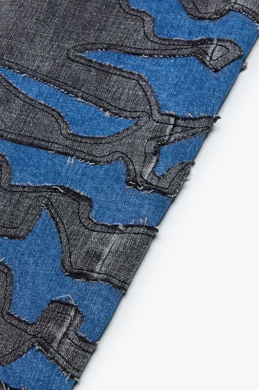 "ABYSS" STACKED FLARE DENIM BLUE X GREY - Valabasas