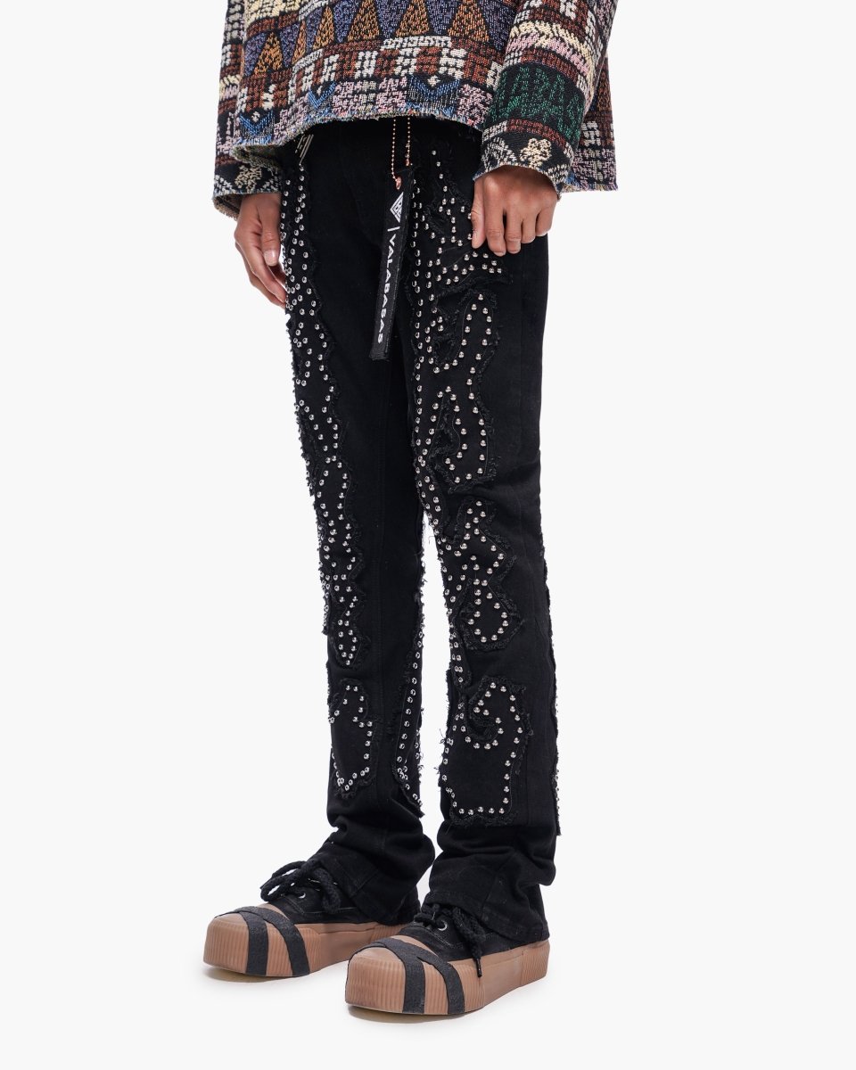Acadia Jet Black Stacked Jeans - Valabasas