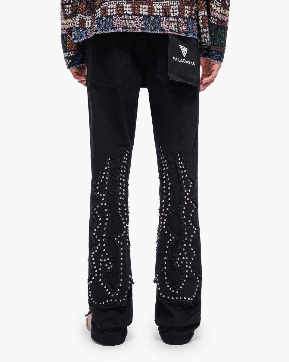 Acadia Jet Black Stacked Jeans - Valabasas