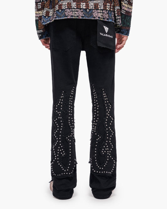 Acadia Jet Black Stacked Jeans - Valabasas