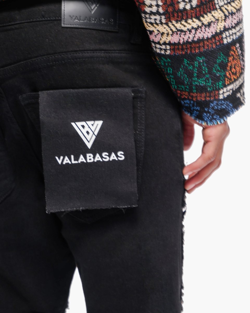 Acadia Jet Black Stacked Jeans - Valabasas