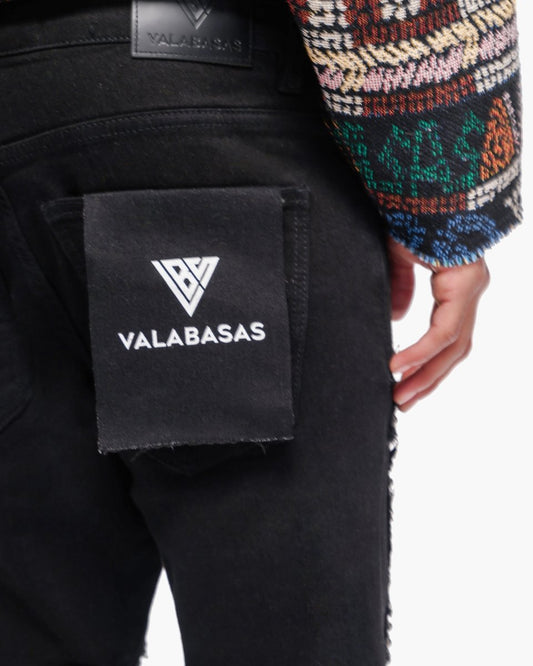 Acadia Jet Black Stacked Jeans - Valabasas