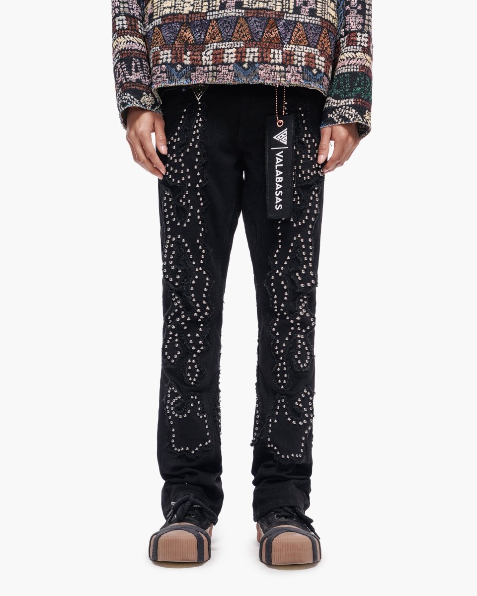 Acadia Jet Black Stacked Jeans - Valabasas