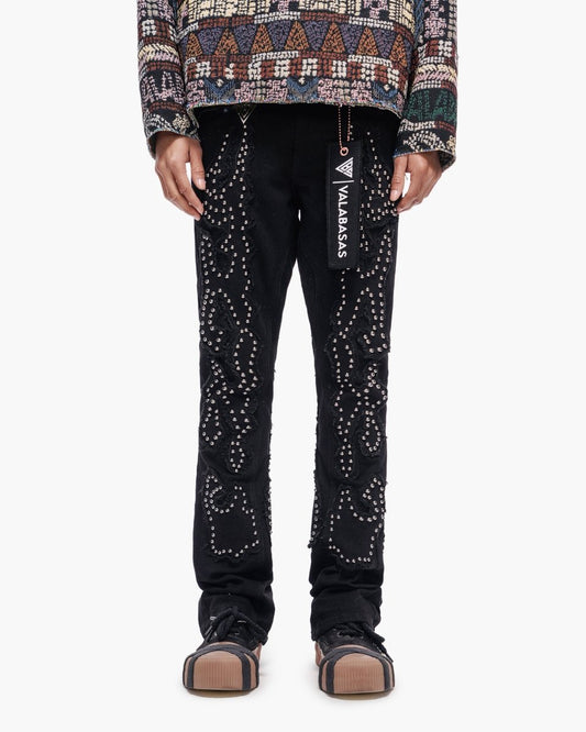 Acadia Jet Black Stacked Jeans - Valabasas