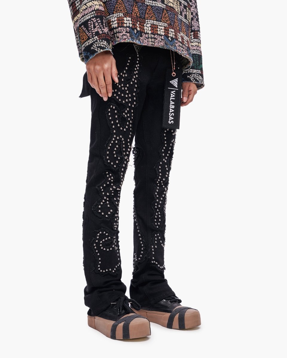 Acadia Jet Black Stacked Jeans - Valabasas