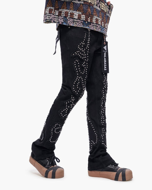 Acadia Jet Black Stacked Jeans - Valabasas