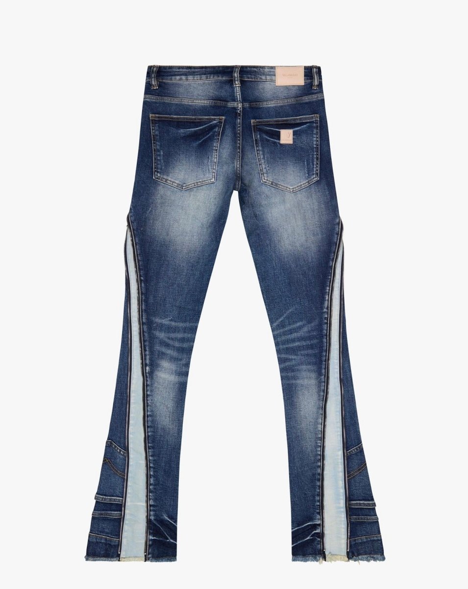 "ADAPT" STACKED FLARE JEANS DK. BLUE WASH - Valabasas