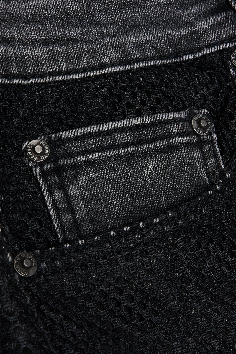 "AGENT” BLACK STACKED FLARE JEAN