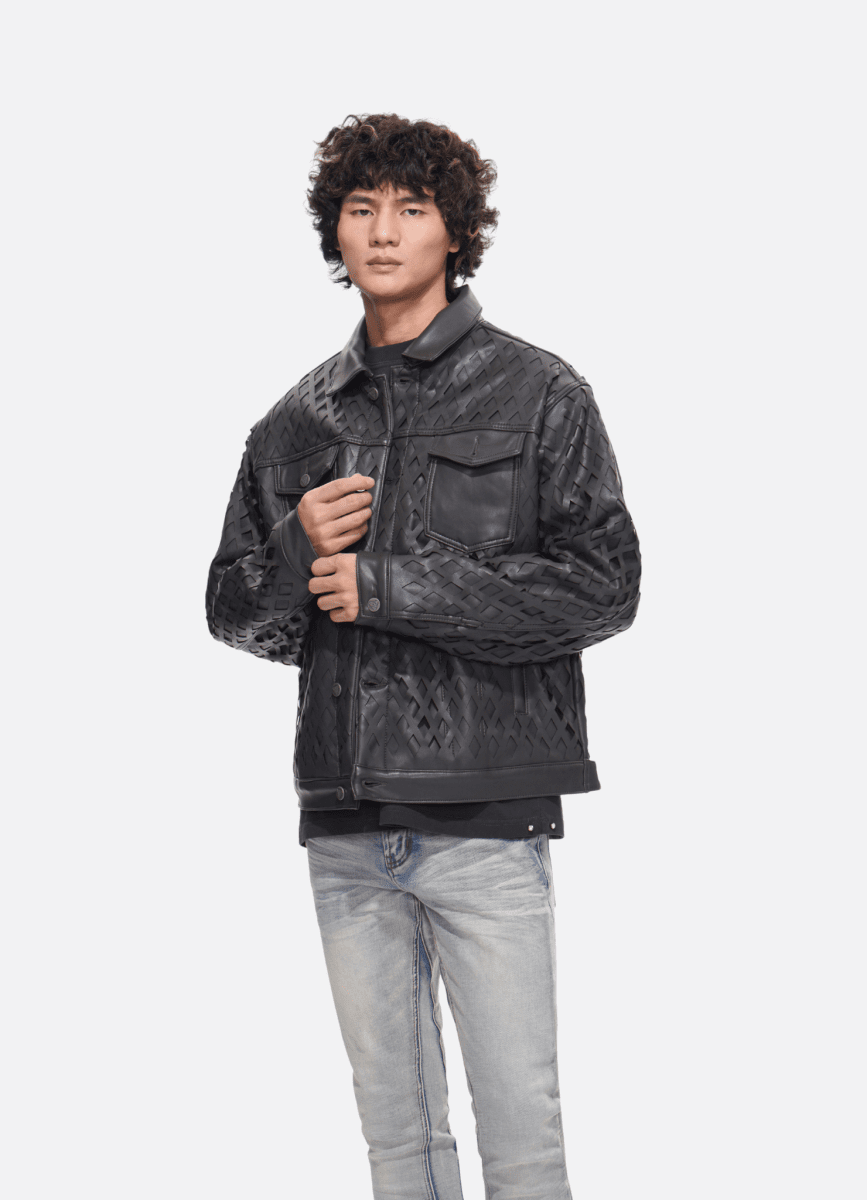 Aggar Vegan Leather Jacket Grey - Valabasas