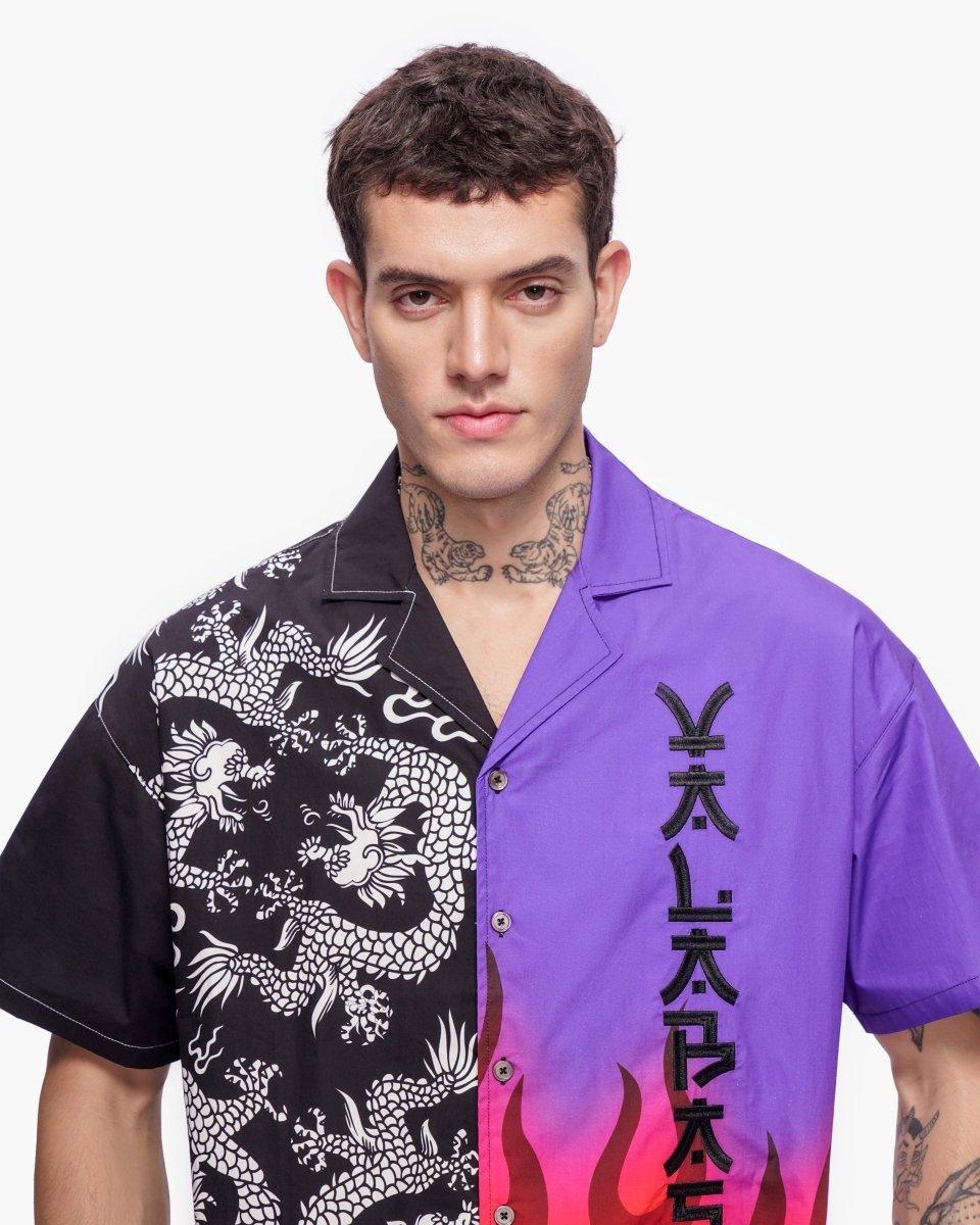 "Akurox" Button Down Black Purple - Valabasas