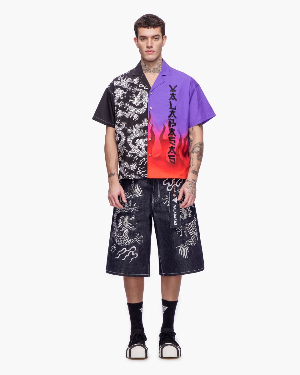 "Akurox" Button Down Black Purple - Valabasas