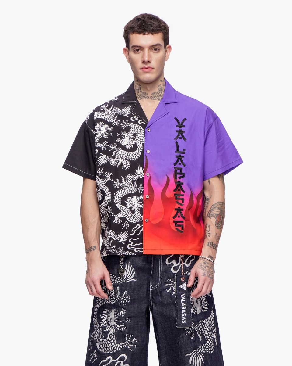 "Akurox" Button Down Black Purple - Valabasas