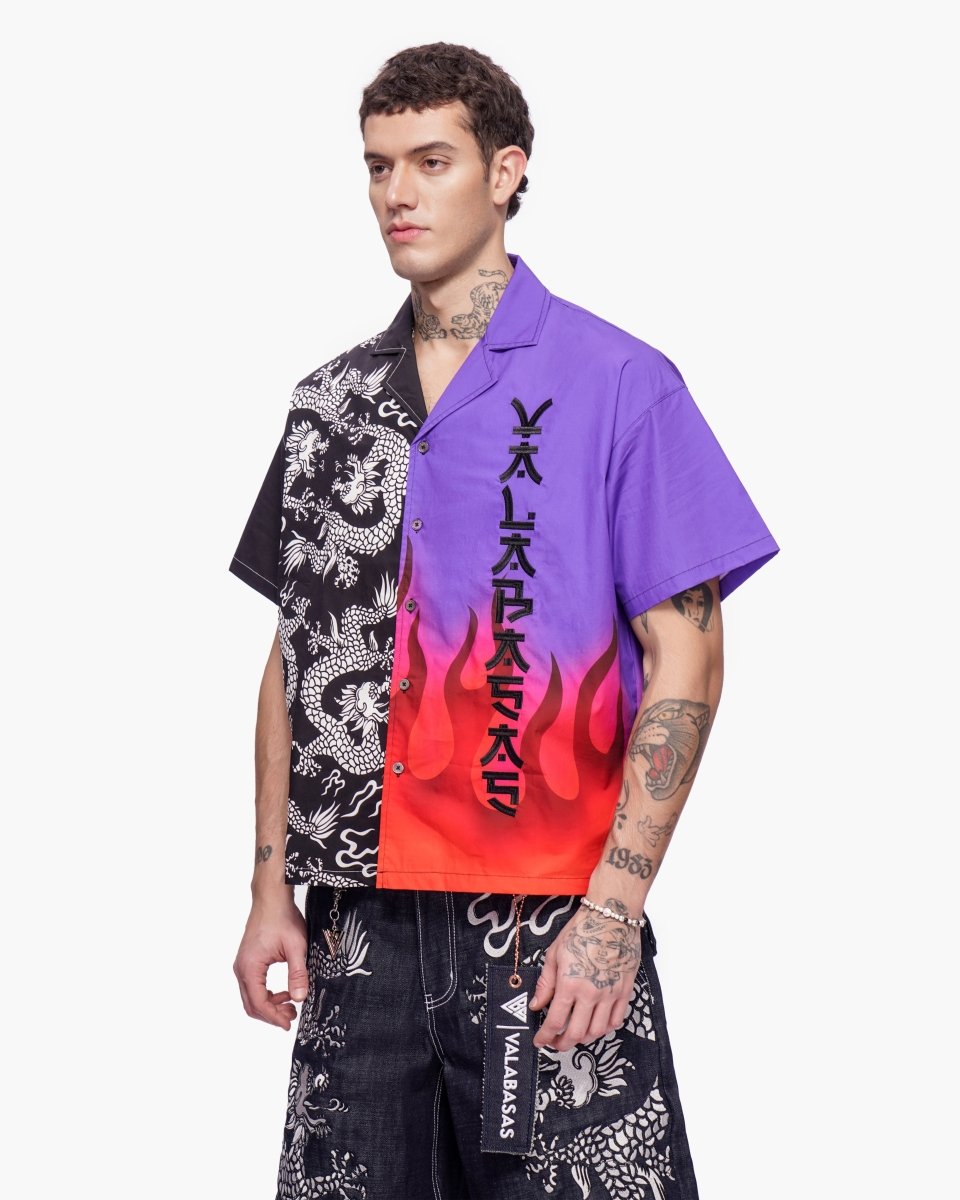"Akurox" Button Down Black Purple - Valabasas