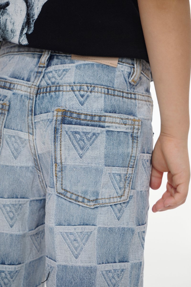 All Over Kids Lt. Blue Washed Straight Jeans - Valabasas