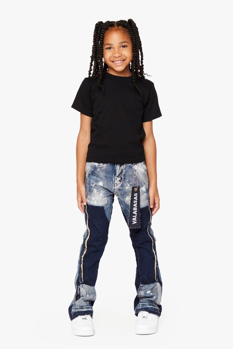 "ALPHA” KIDS STACKED FLARE BLUE BLACK - Valabasas