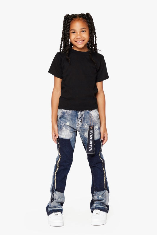 "ALPHA” KIDS STACKED FLARE BLUE BLACK - Valabasas