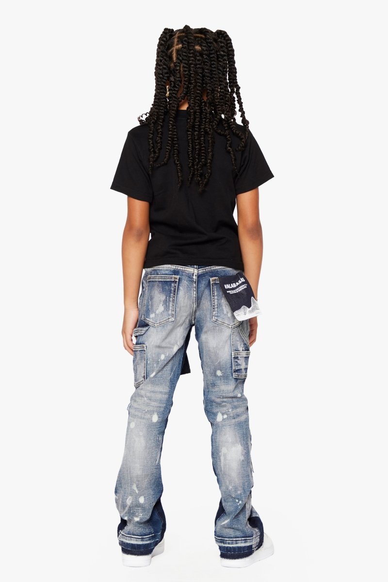 "ALPHA” KIDS STACKED FLARE BLUE BLACK - Valabasas