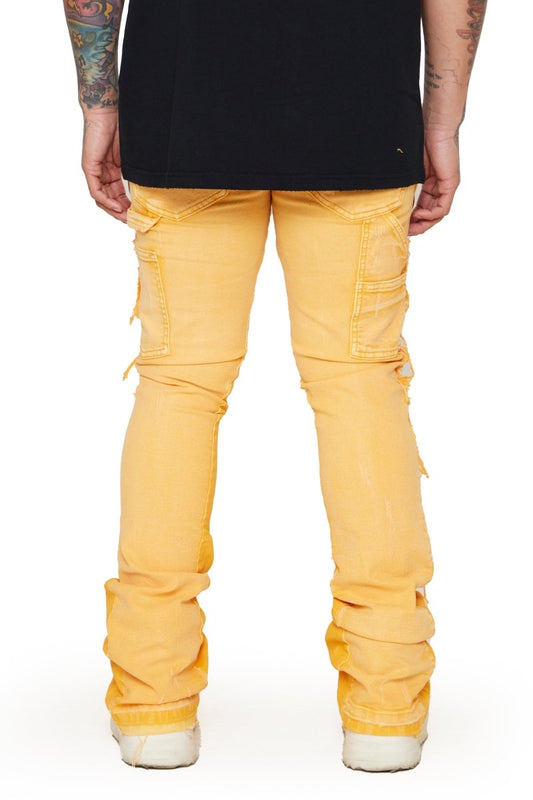 “Alpha" STACKED FLARE JEAN LT. ORANGE - Valabasas