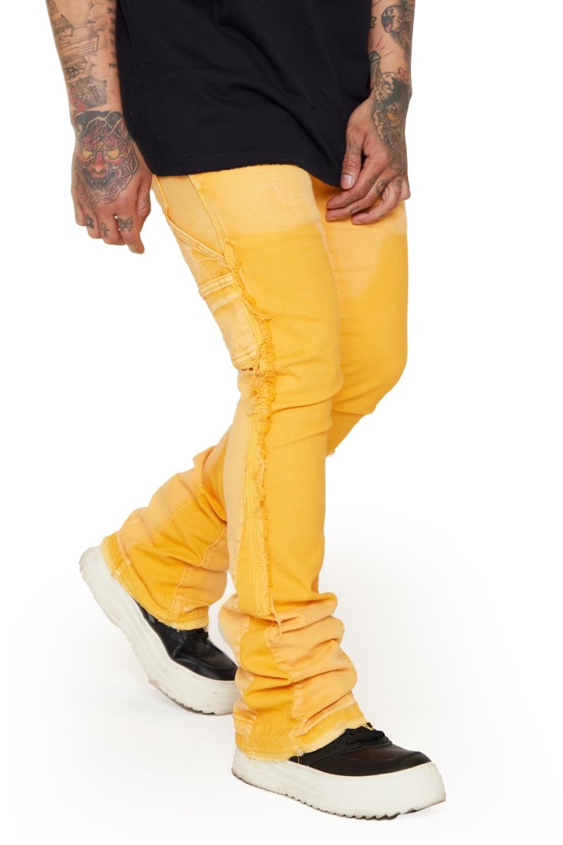 “Alpha" STACKED FLARE JEAN LT. ORANGE - Valabasas