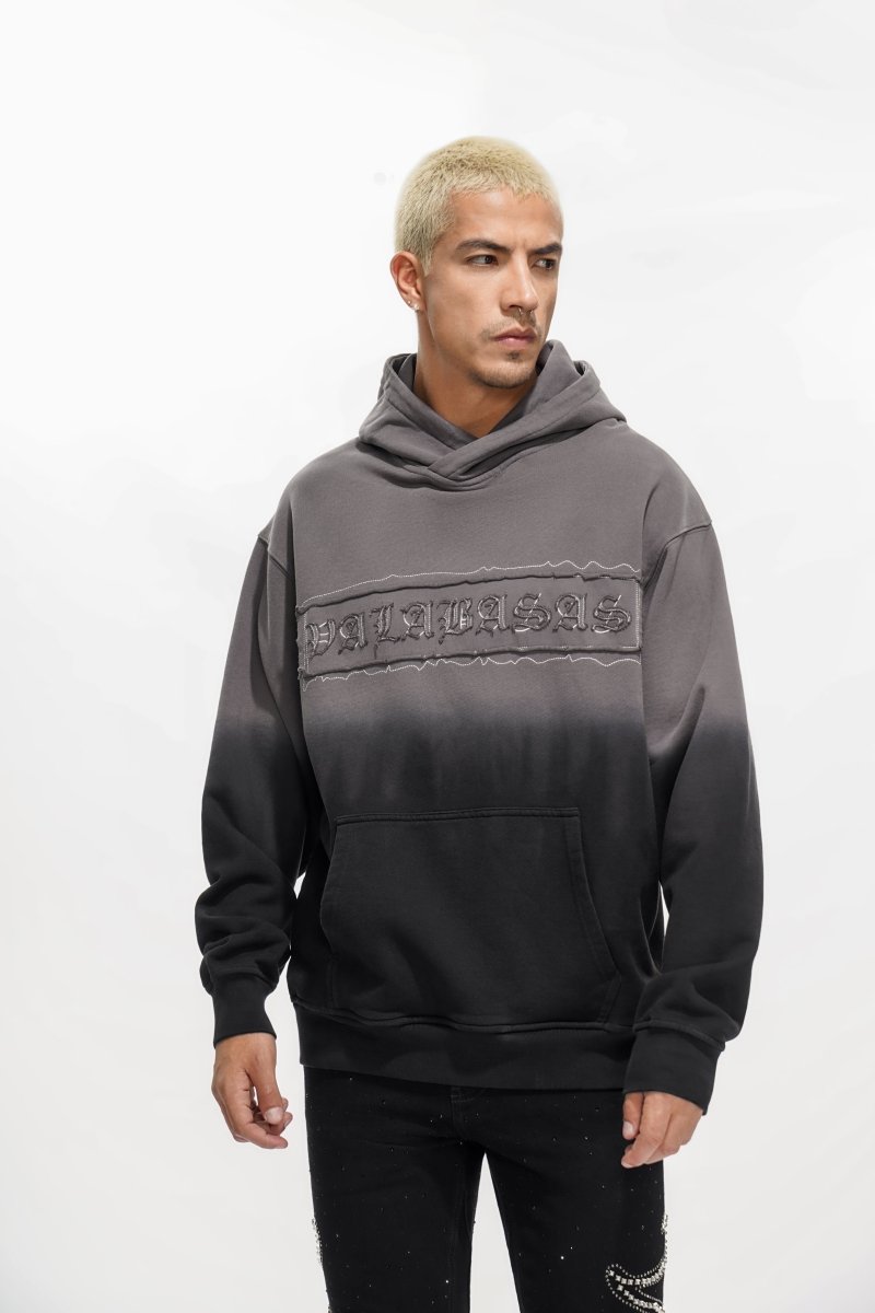 Applique Grey Black Hoodie - Valabasas