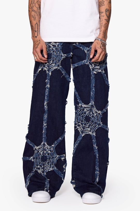 "ARCHANE" BAGGY DENIM JEAN DARK BLUE - Valabasas