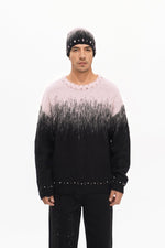 Arranged Black Mohair Crewneck