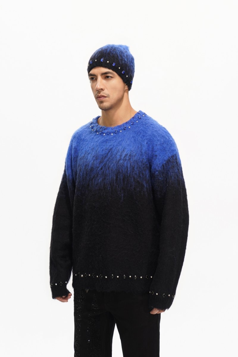 Arranged Blue Mohair Crewneck - Valabasas