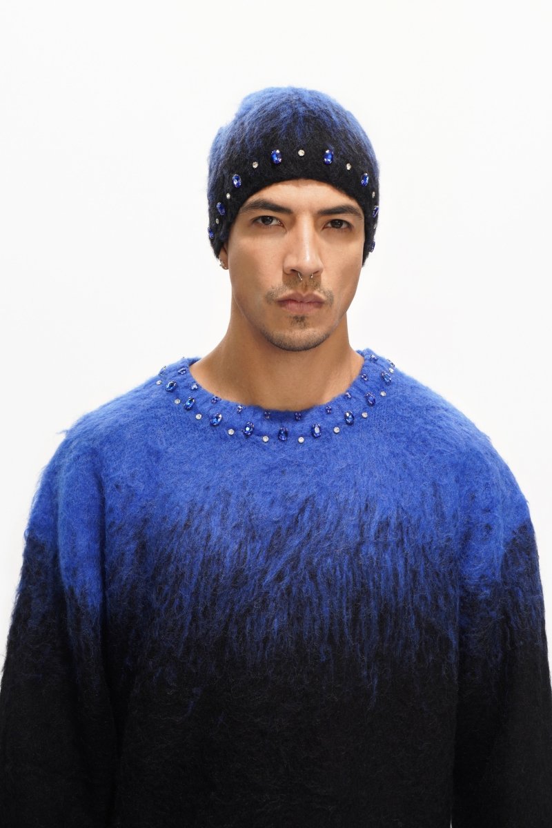Arranged Blue Mohair Crewneck - Valabasas