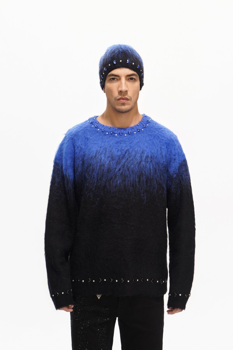 Arranged Blue Mohair Crewneck - Valabasas