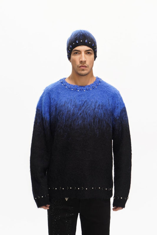 Arranged Blue Mohair Crewneck - Valabasas