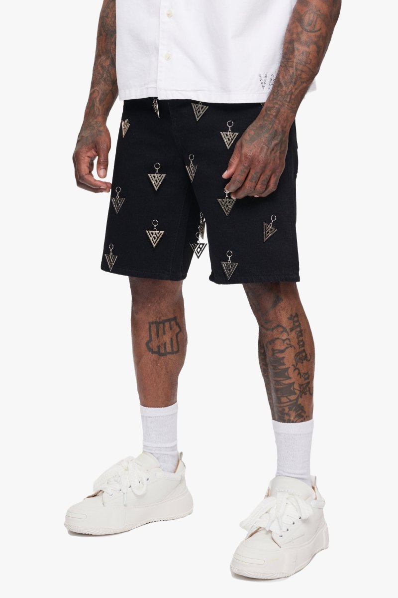 Ascension Jet Black Denim Shorts