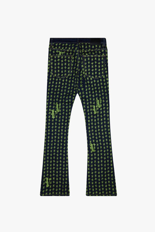 "ASTERISK" STACKED FLARE INDIGO/GREEN - Valabasas
