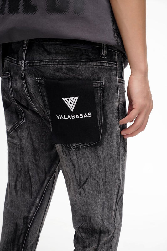 Astonish Stacked Flare Jean Black Grey - Valabasas