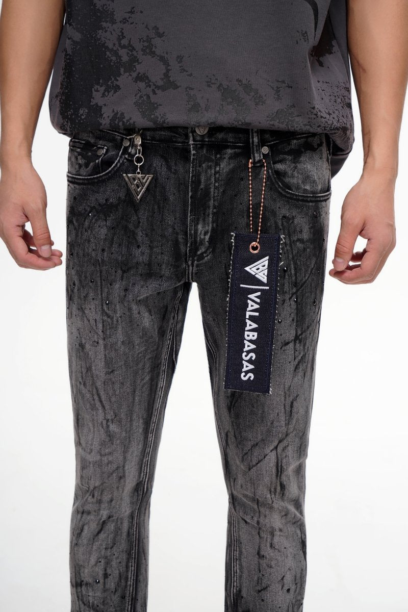 Astonish Stacked Flare Jean Black Grey - Valabasas