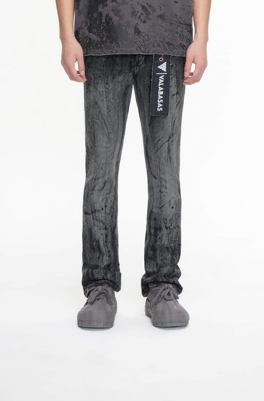 Astonish Stacked Flare Jean Black Grey - Valabasas