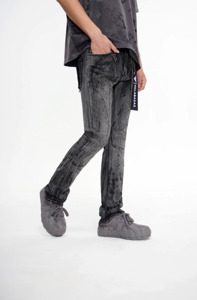 Astonish Stacked Flare Jean Black Grey - Valabasas