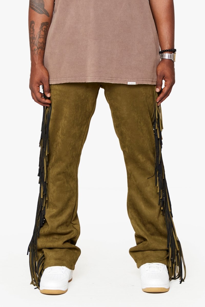 "AVIATOR” STACKED FLARE JEAN OLIVE - Valabasas