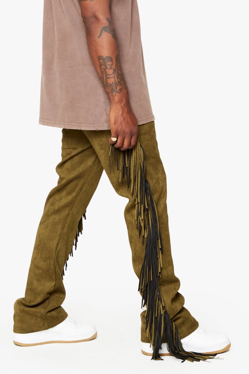 "AVIATOR” STACKED FLARE JEAN OLIVE - Valabasas