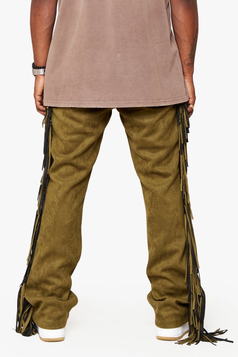 "AVIATOR” STACKED FLARE JEAN OLIVE - Valabasas