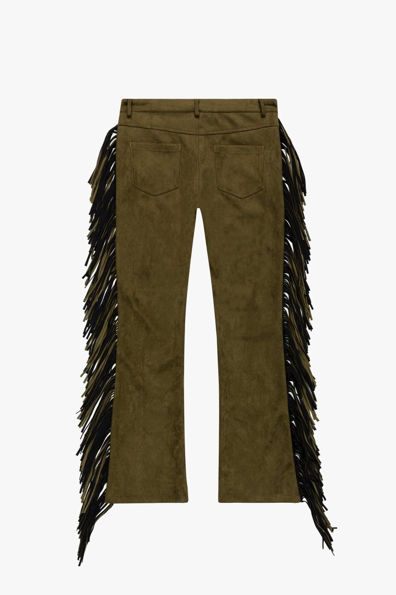 "AVIATOR” STACKED FLARE JEAN OLIVE - Valabasas