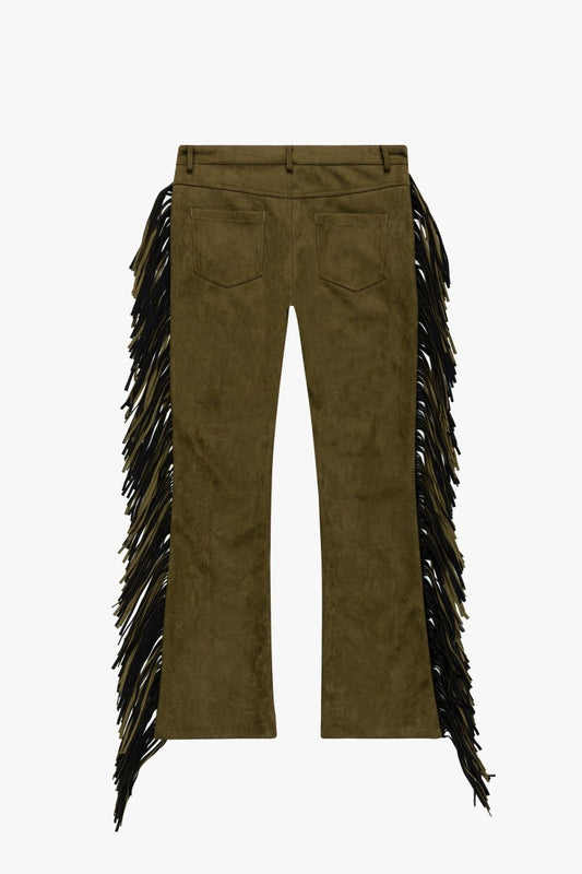 "AVIATOR” STACKED FLARE JEAN OLIVE - Valabasas