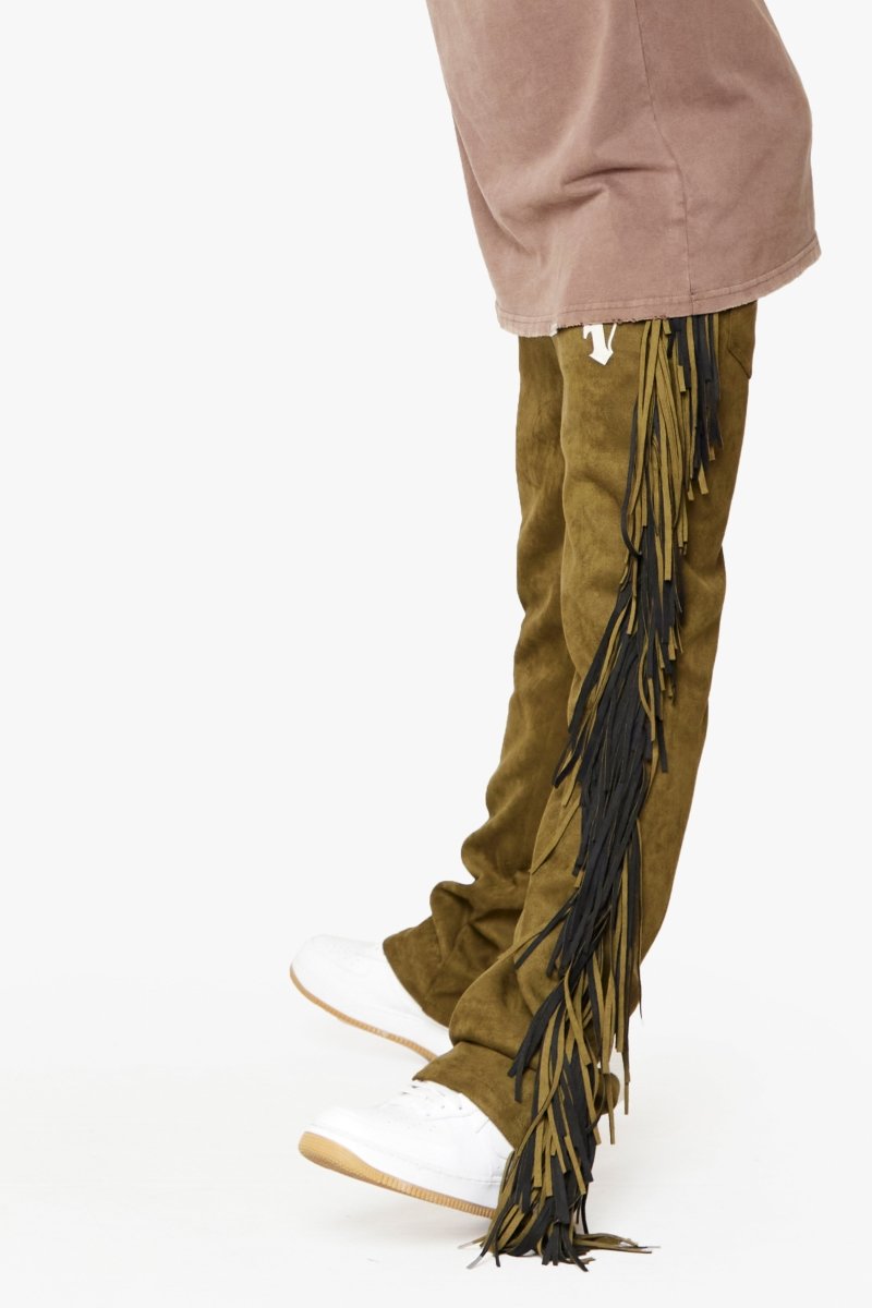 "AVIATOR” STACKED FLARE JEAN OLIVE - Valabasas