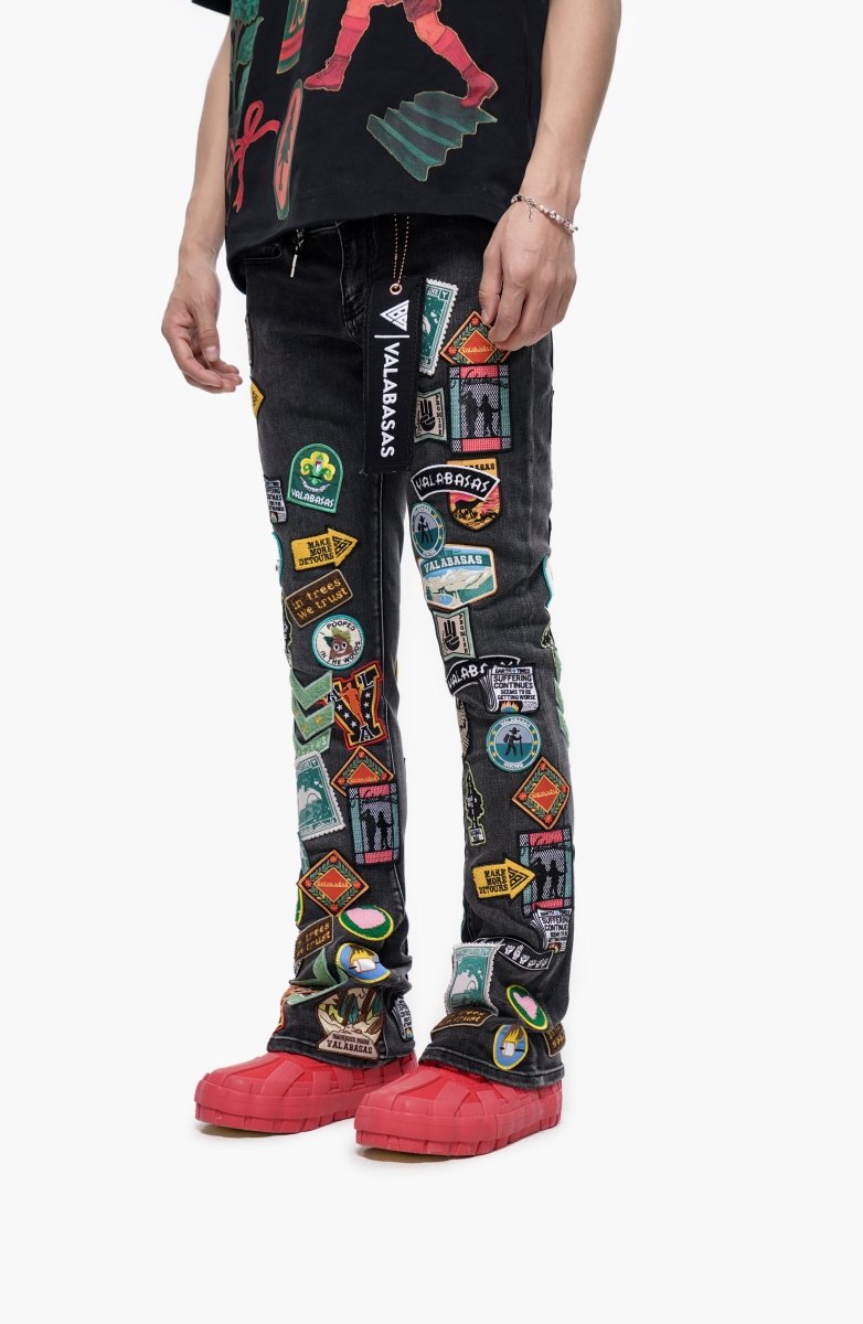 Axis Stacked Black Grey Jean - Valabasas