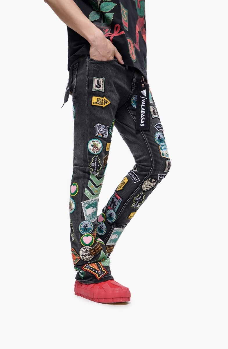 Axis Stacked Black Grey Jean - Valabasas