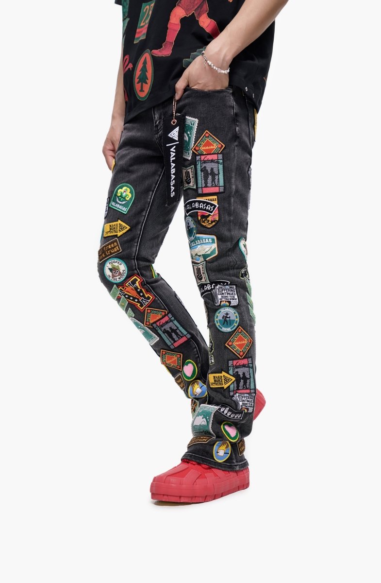 Axis Stacked Black Grey Jean - Valabasas